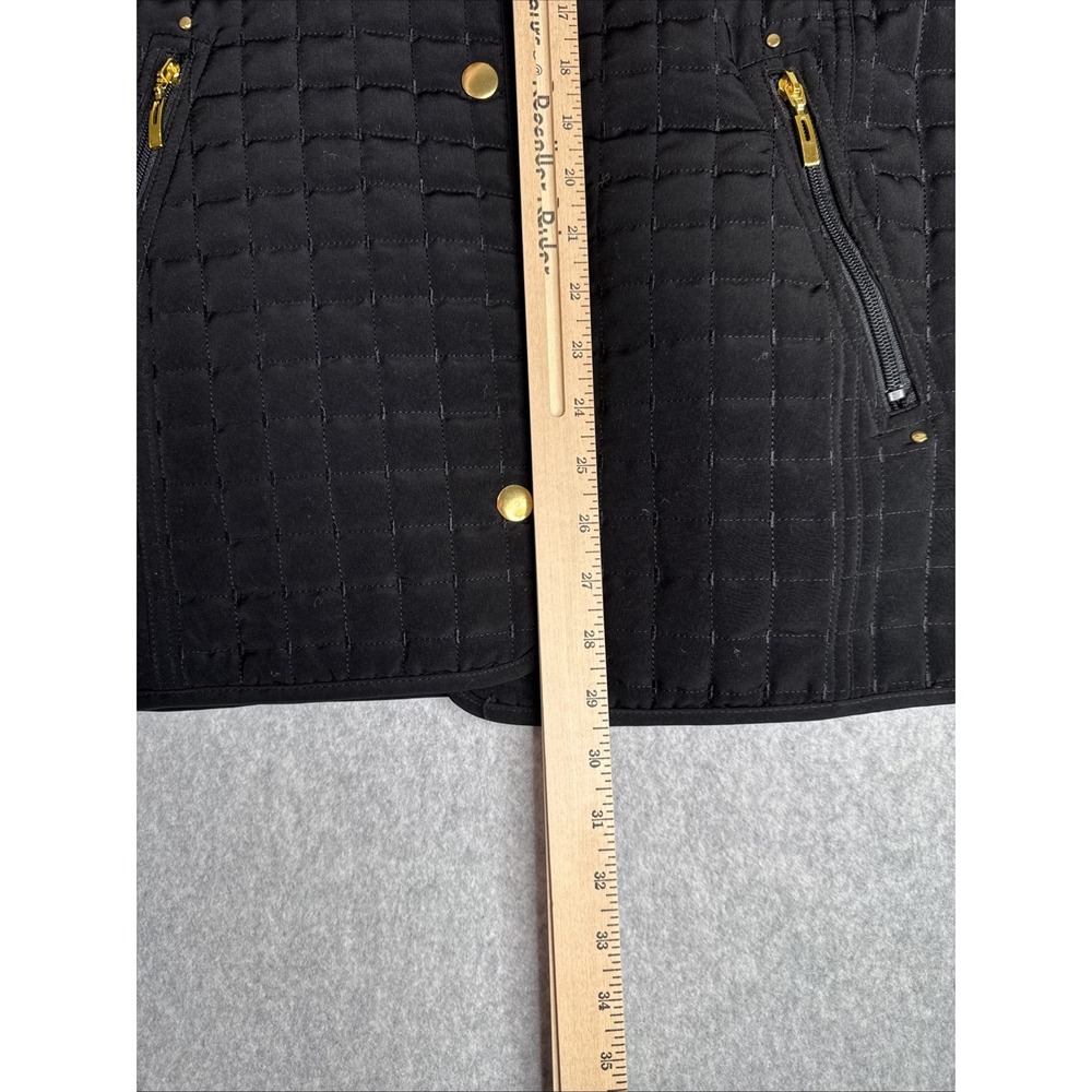Fitz-Wright Women's Size Xl Quilted Reversible Black Cream Jacket Gold Snaps EUC - Picture 5 of 10